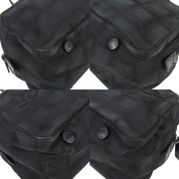 CHANEL Handbag New Line No. 6 Coco Mark Jacquard Nylon Leather Black Women's - Picture 7 of 11